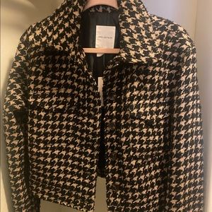 NEW $179 Anthropologie by Avec Les Filles Lea Houndstooth Shimmer Cropped Coat S